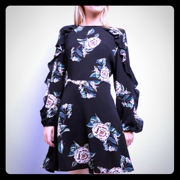 high neck long sleeve swing dress